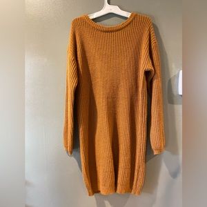 Lulus Camel Back Sweater Dress